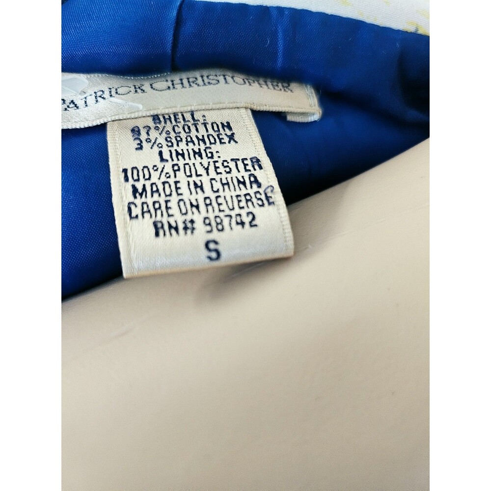 Patrick Christopher Blue Yellow Abstract Open Front Blazer Size S - Picture 6 of 6